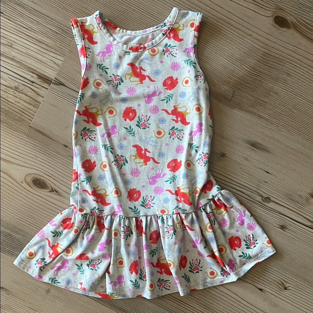 Floral Unicorn Kids Dress - Multicolor